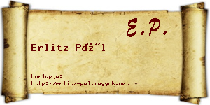 Erlitz Pál névjegykártya
